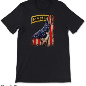 Army Rangers T Shirt Army Ranger Tab USA Flag Pull Back