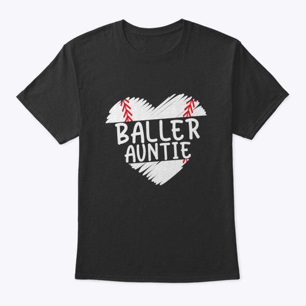 Aunt Baseball Shirts For Women Baller Auntie Mother’s Day T-Shirt