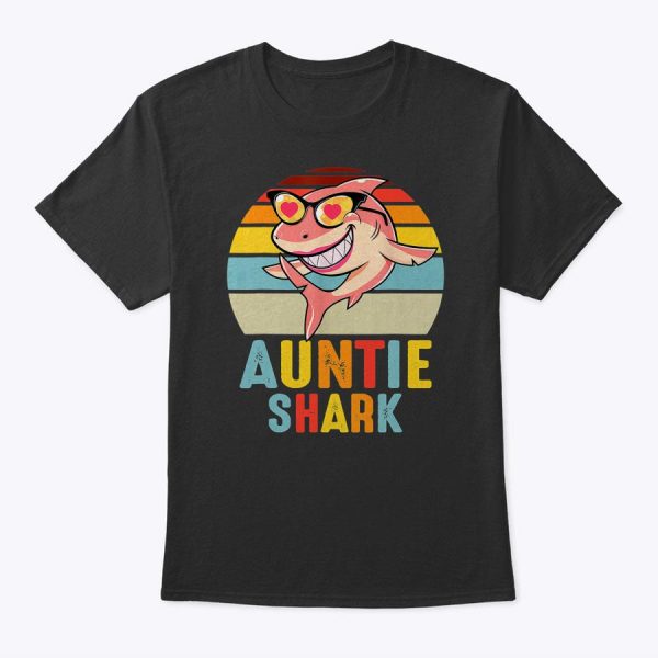 Auntie Shark Shirt Shark Family Happy Mother’s Day Vintage T-Shirt