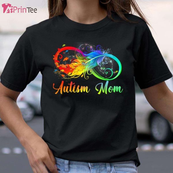 Autism Mom Colorful Feather Autism Awareness Support T-Shirt – Best gifts your whole family