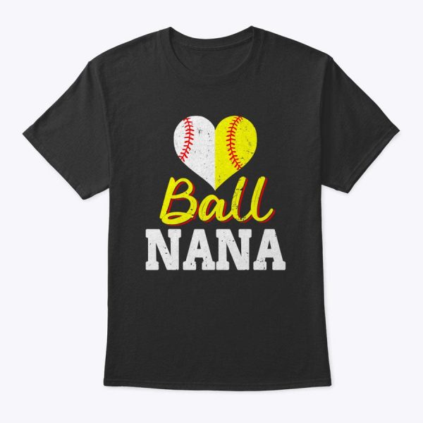 Baseball Softball Ball Heart Nana Mother’s Day Grandma Mom T-Shirt