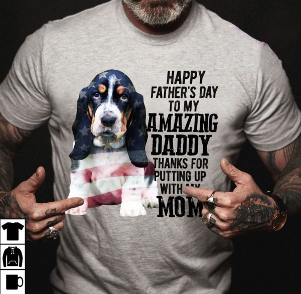 Basset Hound Shirt To My Amazing Dad American Flag