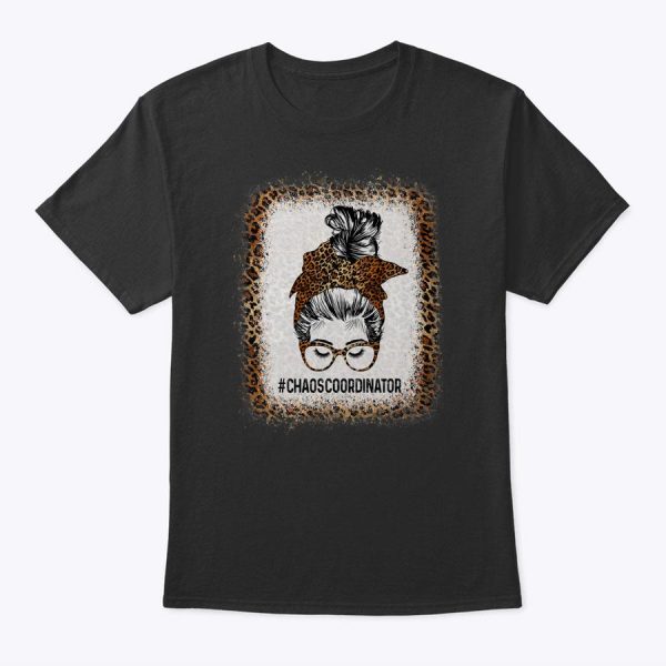 Bleached Chaos Coordinator Leopard Messy Bun T-Shirt