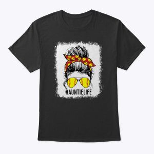 Bleached Softball Aunt Messy Bun Game Day Vibes Mother’s Day T-Shirt