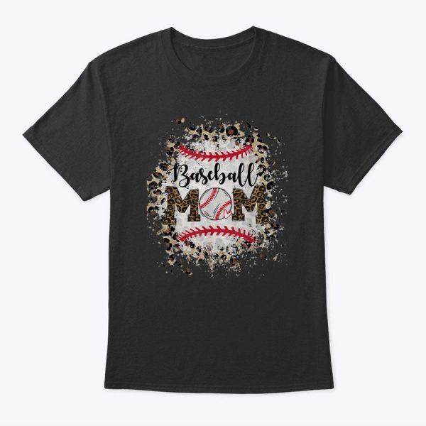 Bleached Softball Baseball Mom Leopard Tee Mother’s Day T-Shirt