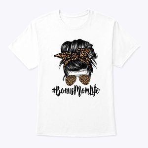 Bonus Mom Life Hair Bandana Glasses Leopard Mother’s Day T-Shirt