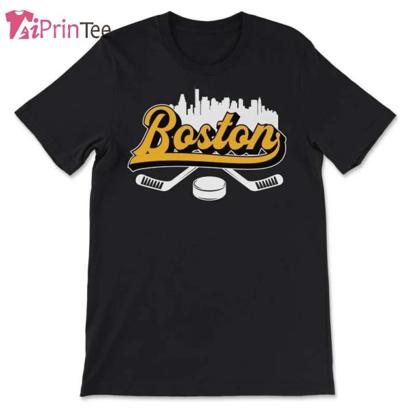 Boston Hockey Downtown City Skyline T-Shirt – Best gifts your whole family