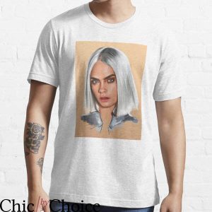 Cara Delavigne T-shirt Cara And Glamorous Silver Hair Machine