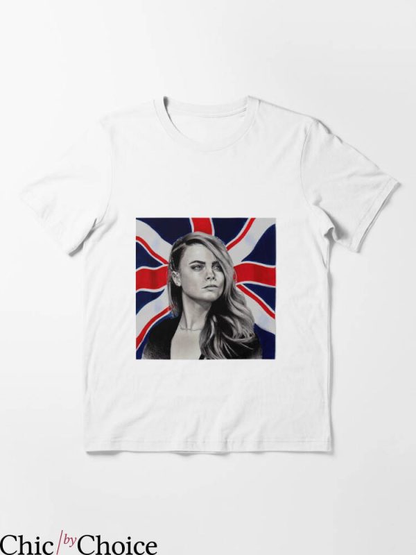 Cara Delavigne T-shirt Super Model Cara And England Flag
