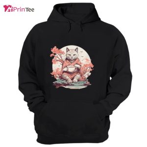 Cat Drinking Tea Sakura Trees Japanese Cat Tea Lover T-Shirt – Best gifts your whole family