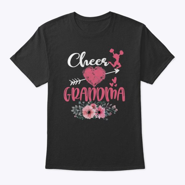 Cheer Grandma Floral Funny Cheerleader Heart Mother’s Day T-Shirt
