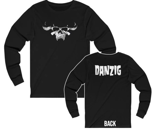 Danzig White Demon Skull with Logo Long Sleeved Shirt