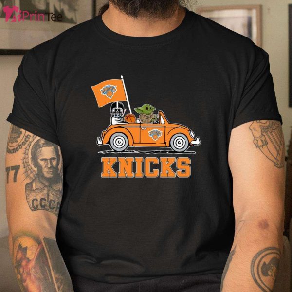 Darth Vader Baby Yoda Driving Star Wars Basketball New York Knicks T-Shirt – Best gifts your whole family