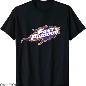 Fast And Furious T-shirt Purple And Orange Flames Logo Movie