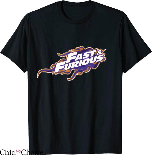 Fast And Furious T-shirt Purple And Orange Flames Logo Movie