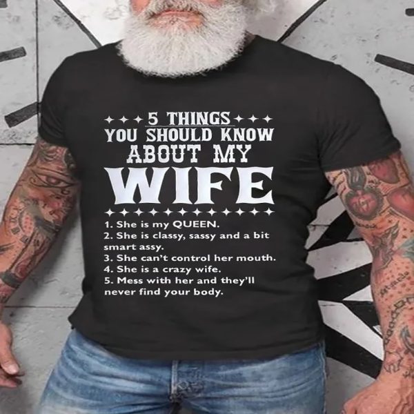 Five Things About My Wife Birthday gift for Husband T-Shirt – Best gifts your whole family