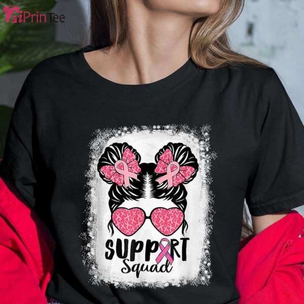 Football Mom Messy Bun Pink Breast Cancer T-Shirt – Best gifts your whole family