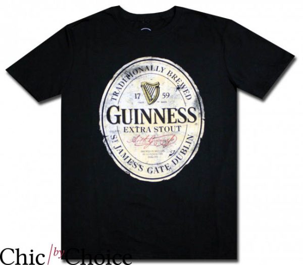 Guinness Beer T-shirt Traditionally Guinness Logo Extra Stout