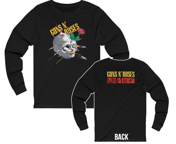 Guns ‘N Roses 1988 Needle Skull Appetite for Destruction Long Sleeved Tour Shirt