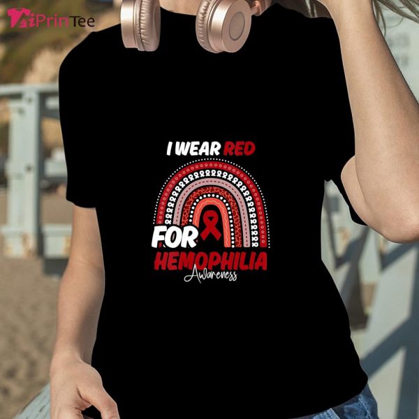 Hemophilia Awareness Month Red Ribbon Rainbow T-Shirt – Best gifts your whole family