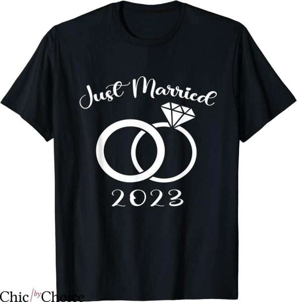 Just Married T-shirt 2023 Wedding Rings Couple Newlyweds