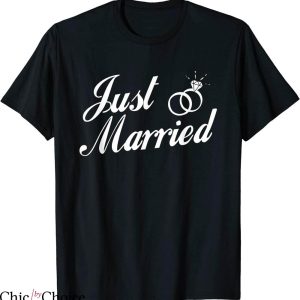 Just Married T-shirt Diamond Engagement Ring Typography