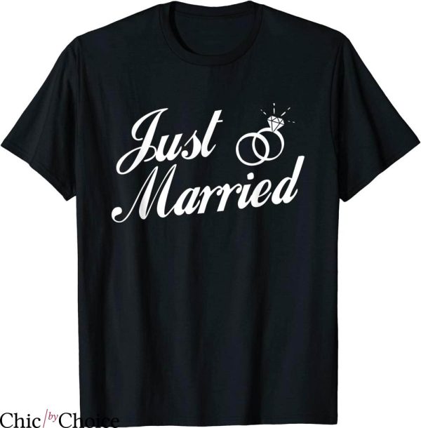 Just Married T-shirt Diamond Engagement Ring Typography