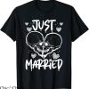 Just Married T-shirt Halloween Skeleton Bride Groom Wedding