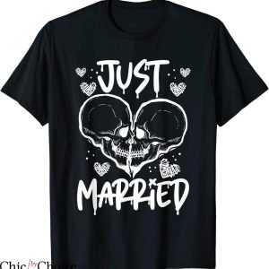 Just Married T-shirt Halloween Skeleton Bride Groom Wedding