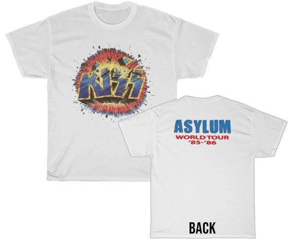 KISS 1985 – 86 Asylum Exploding Logo World Tour Shirt