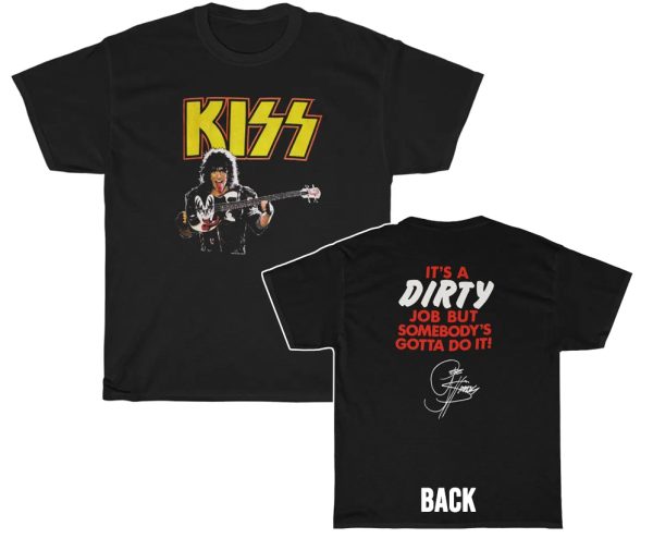 KISS 1987 Crazy Nights Gene Simmons with Bass It’s A Dirty Job shirt