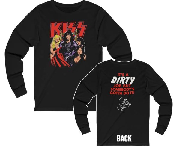 KISS 1987 Crazy Nights Gene Simmons with Girls It’s A Dirty Job Long Sleeved shirt