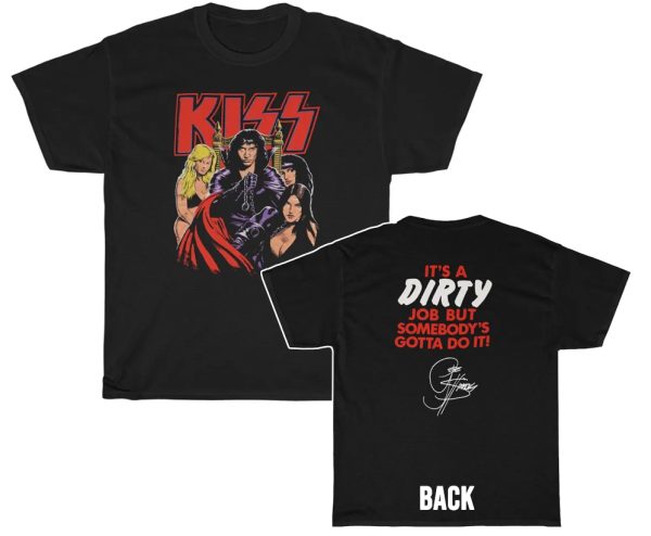 KISS 1987 Crazy Nights Gene Simmons with Girls It’s A Dirty Job shirt