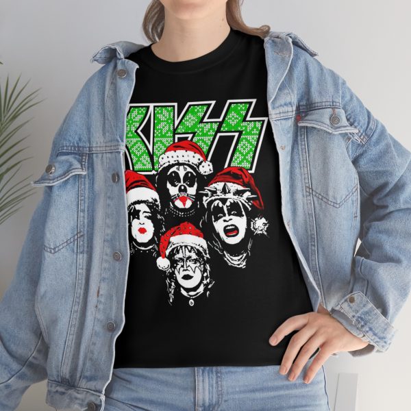 KISS Debut Album Cover With Santa Hats KISSMas Green Christmas Sweater Logo Shirt