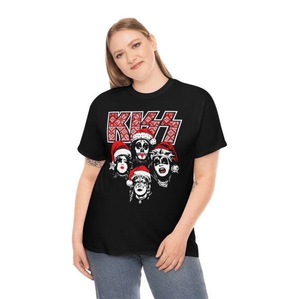 KISS Debut Album Cover With Santa Hats KISSMas Red Christmas Sweater Logo Shirt