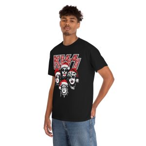 KISS Debut Album Cover With Santa Hats KISSMas Red Christmas Sweater Logo Shirt 4