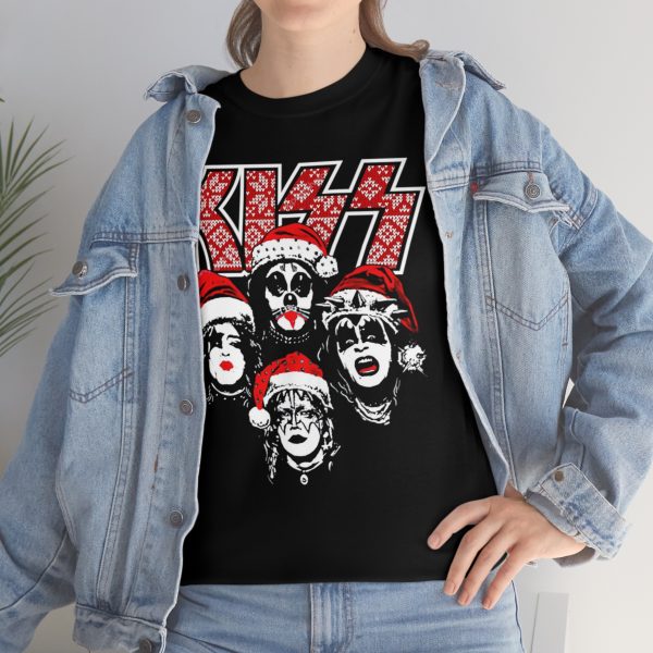 KISS Debut Album Cover With Santa Hats KISSMas Red Christmas Sweater Logo Shirt