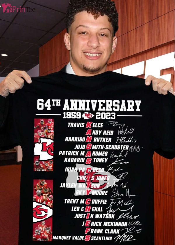 Kansas City Chiefs 64th Anniversary 1959-2023 Signatures T-Shirt – Best gifts your whole family