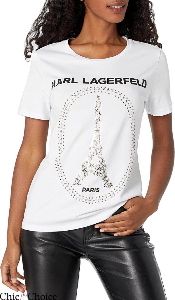 Karl Lagerfeld T-Shirt Sequin Eiffel Tower Tee Tee Trending