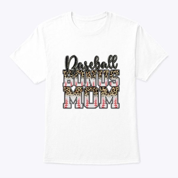 Leopard Baseball Bonus Mom Stepmother Mother’s Day T-Shirt