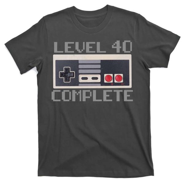 Level 40 Complete Retro Gamer 40th Birthday Gift Ideas T-Shirt – Best gifts your whole family