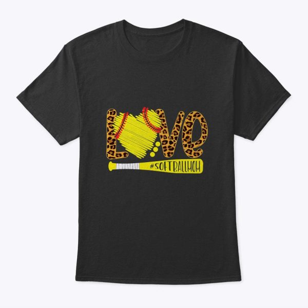 Love Softball Mom Leopard Print Baseball Lover Mother’s Day T-Shirt