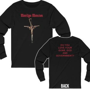 Marilyn Manson Guns, God and Government Gun Cross Long Sleeved Shirt