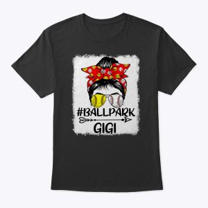 Messy Bun Hair Ballpark Gigi Softball Baseball Mother’s Day T-Shirt