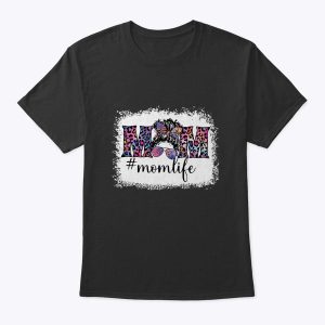 Messy Bun Mom Life Bleached Leopard Mother’s Day Mothers T-Shirt