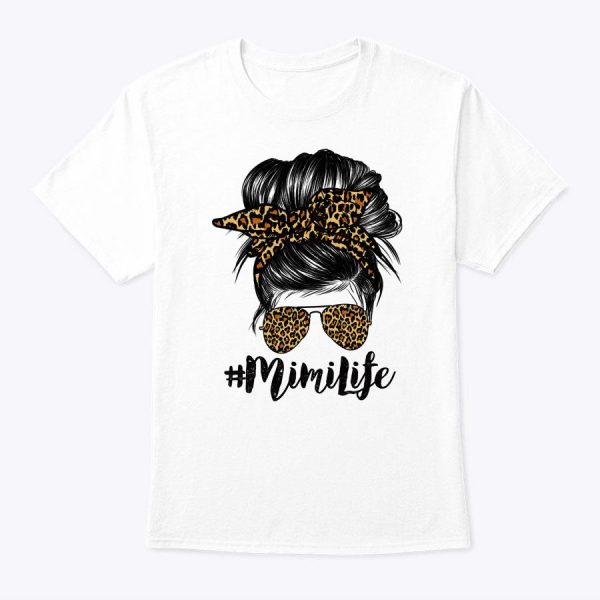 Mimi Life Hair Bandana Glasses Leopard Print Mother’s Day T-Shirt