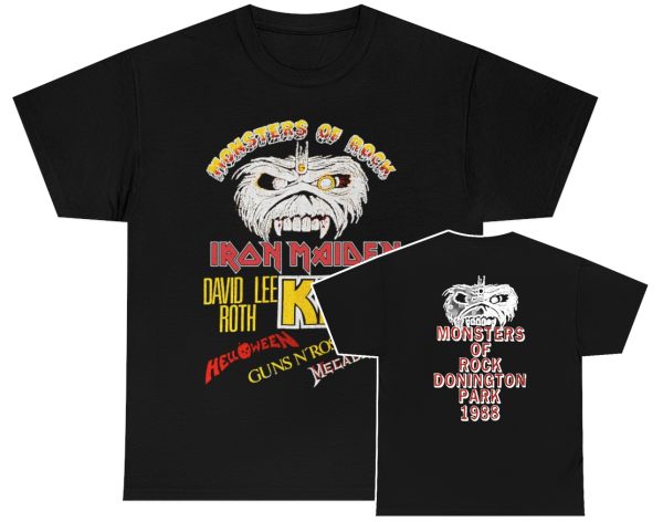 Monsters of Rock 1988 Donington Park Iron Maiden David Lee Roth KISS Megadeth Helloween Guns N Roses Event Shirt