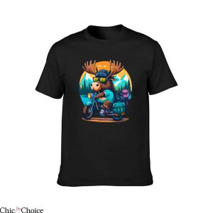 Moose Knuckles T-Shirt Moose Graphic With Bicycle