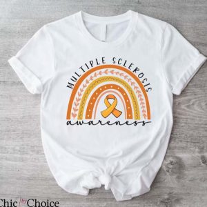 Multiple Sclerosis T Shirt Orange Ribbon MS Warrior