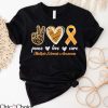 Multiple Sclerosis T Shirt Peace Love Cure Supporter